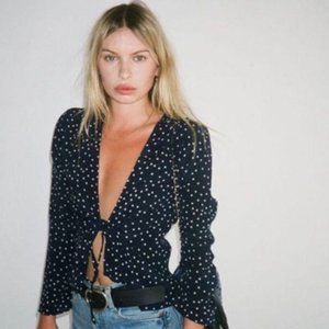 RÉALISATION PAR Bianca Silk Printed Crop Top in XS